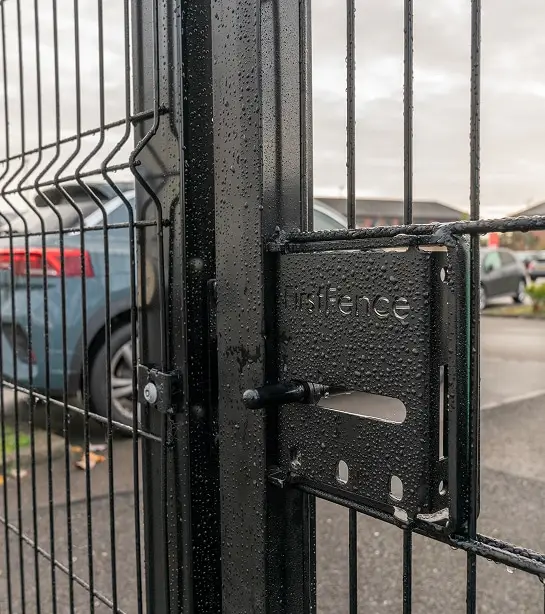 Security fencing installed with a secure lock system for a commercial property