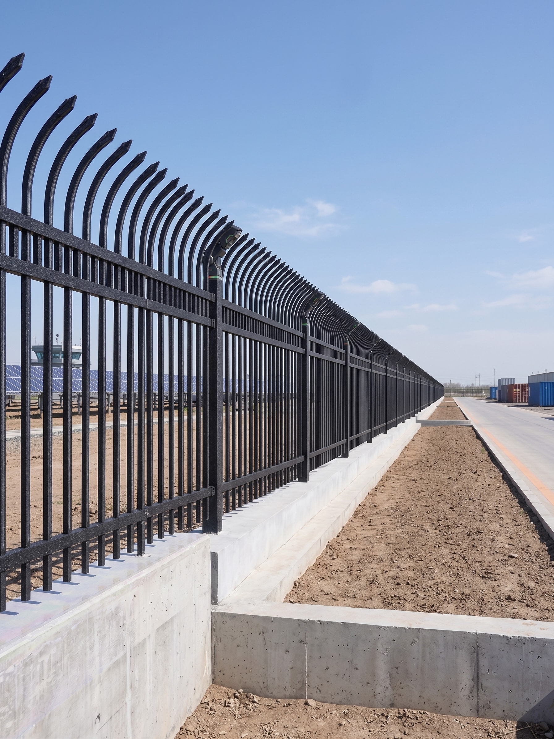 Palisade fencing providing secure perimeter protection for commercial and industrial properties